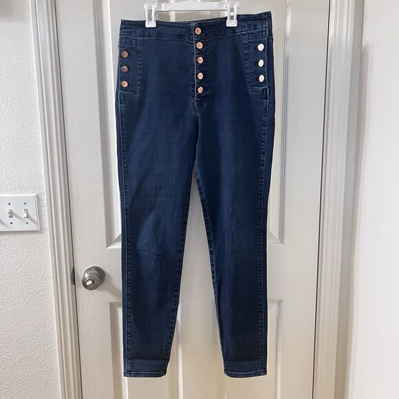 J Brand Natasha Sky High Skinny Button-Fly Jeans Blue Women's Size 31 - Picture 1 of 16